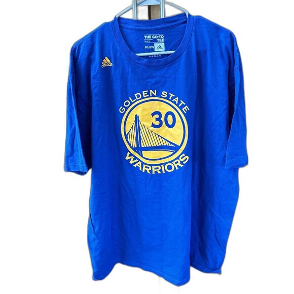 Adidas The Go To Tee Adult Men 2XL Blue Golden State Warriors #30 Curry Cotton - Picture 2 of 9